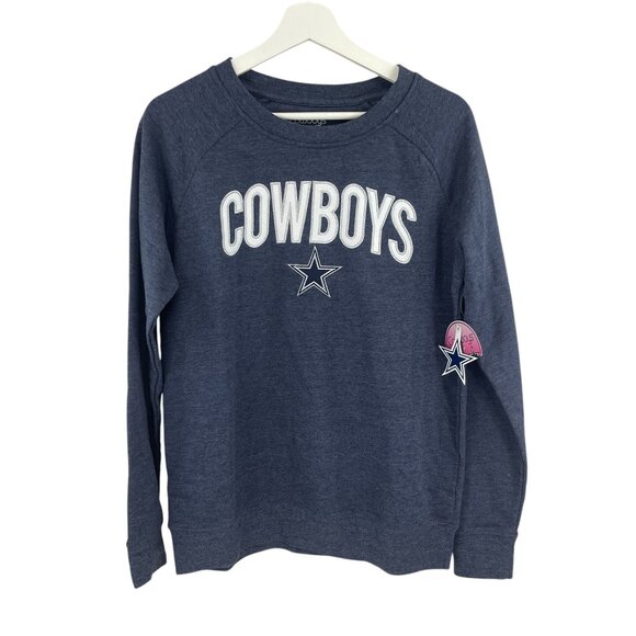 Cowboys Her Style NWT Women's Crewneck Sweatshirt M  Cotton Blend Blue Relaxed F - Picture 1 of 5